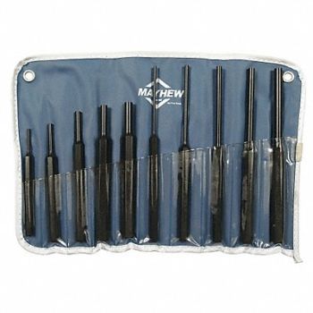 MAYHEW Drive Pin Punch Set 10 Pieces Steel, 22KK63