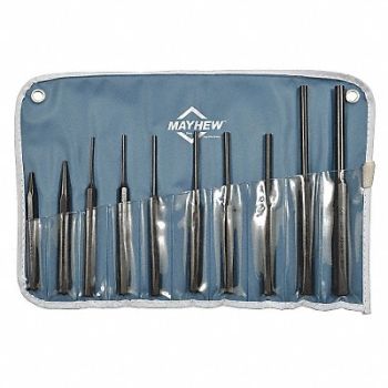 MAYHEW Drive Pin Punch Set 10 Pieces Steel, 22KK64