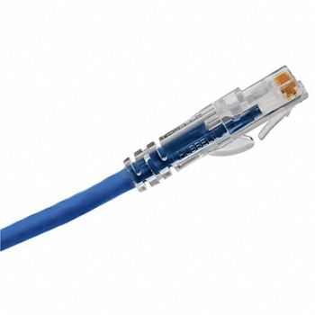 HUBBELL PREMISE WIRING Patch Cord Cat 6A Clear Boot Blue 3 ft., 22LU67
