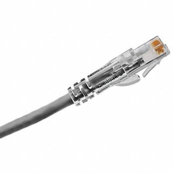 HUBBELL PREMISE WIRING Patch Cord Cat 6A Clear Boot Gray 10 ft., 22LU76