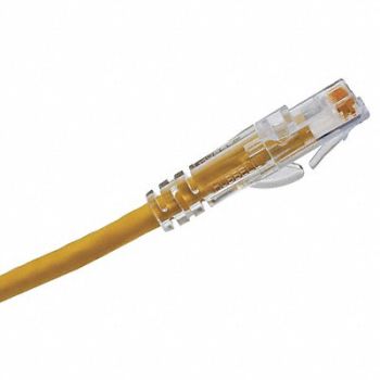 HUBBELL PREMISE WIRING Patch Cord Cat 6A Clear Boot Yellow 5ft., 22LU80