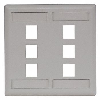 HUBBELL PREMISE WIRING Plate 6 Ports Office White Flush, 22LU94
