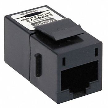 HUBBELL PREMISE WIRING Inline Coupler 8 Cat6 Black, 22LV21