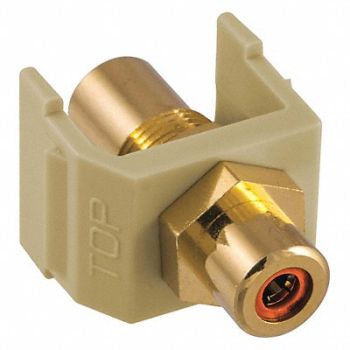HUBBELL PREMISE WIRING Inline Coupler RCA Duplex Ivory, 22LV74