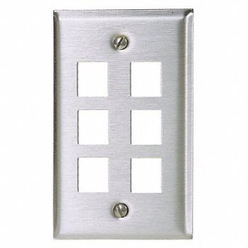 HUBBELL PREMISE WIRING Plate 6 Ports Gray Wall, 22LW30