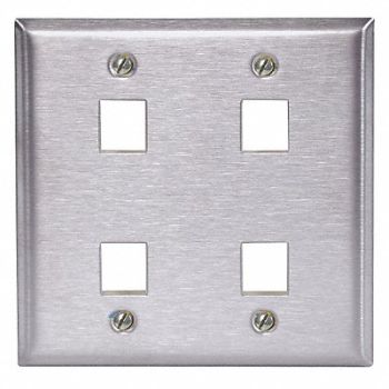 HUBBELL PREMISE WIRING Plate 4 Ports Gray Wall, 22LW31