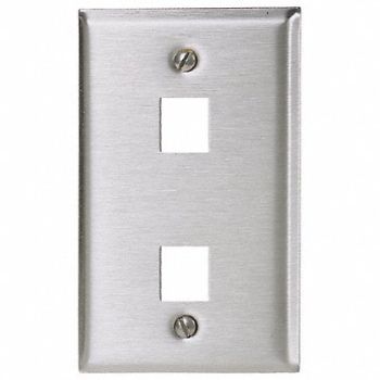 HUBBELL PREMISE WIRING Plate 2 Ports Gray, 22LW34
