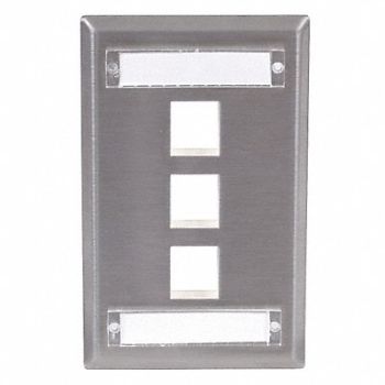HUBBELL PREMISE WIRING Plate 3 Ports Gray, 22LW35