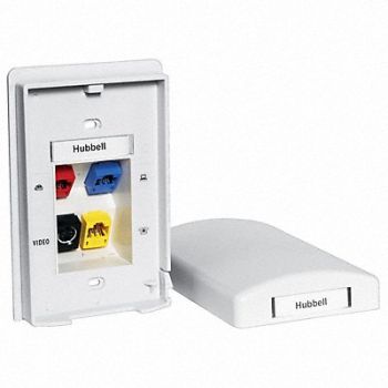 HUBBELL PREMISE WIRING Plate 4 Ports White, 22LW38