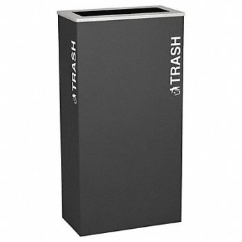 TOUGH GUY Trash Can Rectangular 17 gal Black, 22N299