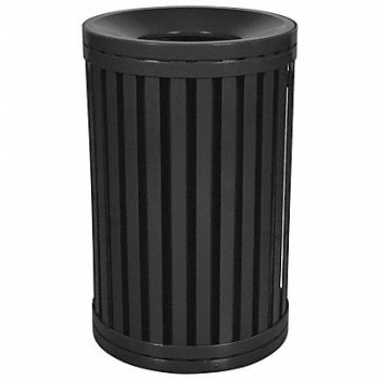 TOUGH GUY Trash Can 45 gal Black Steel, 22N330