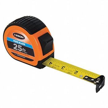 KESON Tape Measure 1-3/16Inx25 ft Orange/Black, 22N872