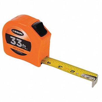 KESON Tape Measure 1 In x 33 ft Orange In./Ft., 22N892