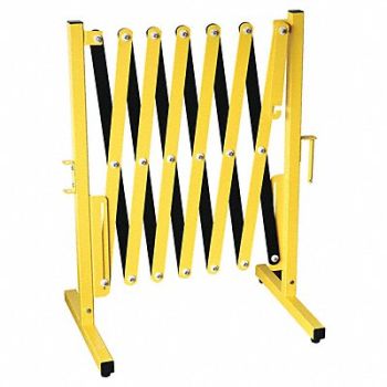 GRAINGER APPROVED Portable Barricade 38 H Ylw/Blk Steel, 22NY09