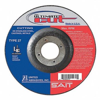 UNITED ABRASIVES-SAIT Center Wheel 6 In D 7/8 In AH 60 Grit, 22PT41