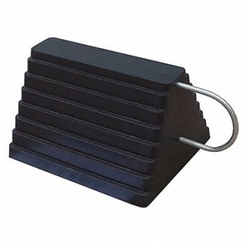 GRAINGER APPROVED Wheel Chock Molded Rbr w/Stl Grab Black, 22XW72