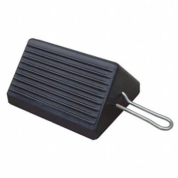 GRAINGER APPROVED Wheel Chock Molded Rbr w/Stl Grab Black, 22XW73