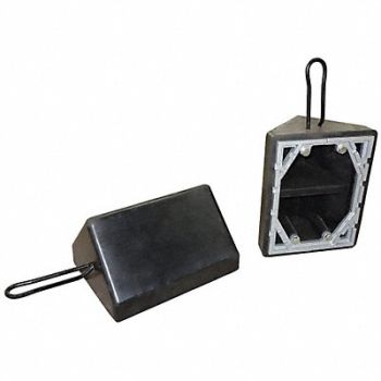 GRAINGER APPROVED Wheel Chock Molded Rbr w/Stl Grab Black, 22XW75