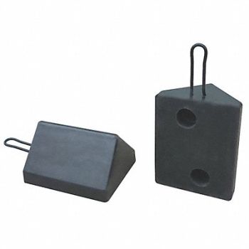 GRAINGER APPROVED Wheel Chock Molded Rbr w/Stl Grab Black, 22XW77