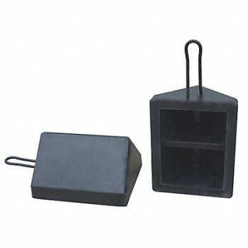 GRAINGER APPROVED Wheel Chock Molded Rbr w/Stl Grab Black, 22XW78