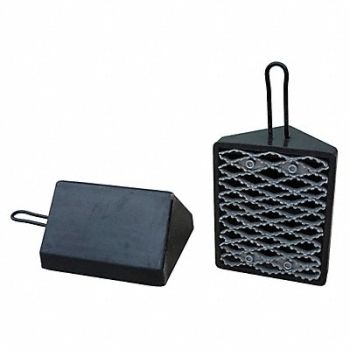 GRAINGER APPROVED Wheel Chock Molded Rbr w/Stl Grab Black, 22XW79