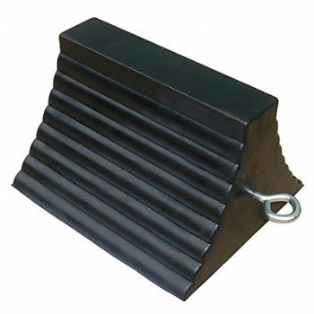 GRAINGER APPROVED Wheel Chock Molded Rbr w/Stl Grab Black, 22XW81