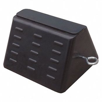 GRAINGER APPROVED Wheel Chock Molded Rbr w/Stl Grab Black, 22XW82