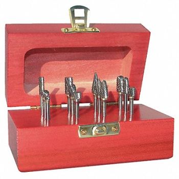 GRAINGER APPROVED Carbide Bur Set Double Cut 1/4 12pc, 22XY02