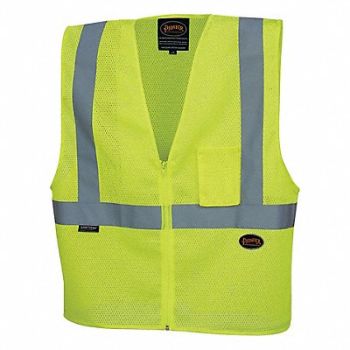 PIONEER Safety Vest Mesh Hi-Vis Yellow XL, 238T96