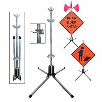 DICKE Sign Stand Aluminum 84 in Maximum Mast H, 23J516