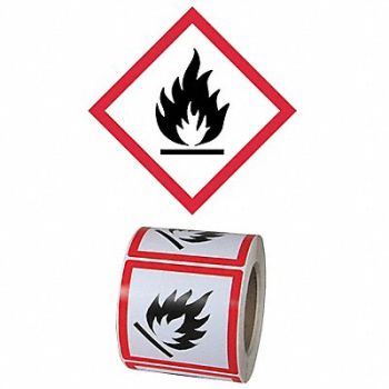 GHS SAFETY Pictogram Label Flame Hazard PK500, 23J583