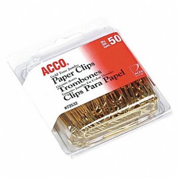 ACCO Paper Clip Gold Tone Wire PK50, 23K165
