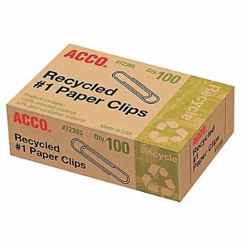 ACCO Paper Clip Silver Steel Wire PK1000, 23K166