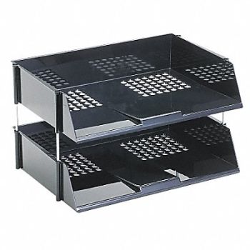 DEFLECT-O Letter Tray Black Plastic PK2, 23K238