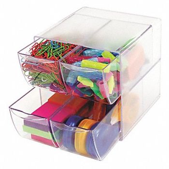 DEFLECT-O Desktop Organizer Clear Plastic, 23K242