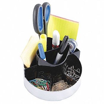 KANTEK Desktop Organizer Black/Silver Plastic, 23K285