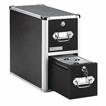 VAULTZ CD/DVD File w/Lock 2-Drawer Black, 23L358
