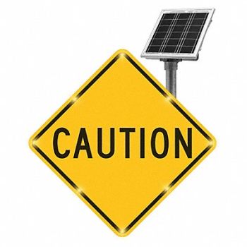 TAPCO LED Sign Caution Aluminum 30 x 30, 23L592