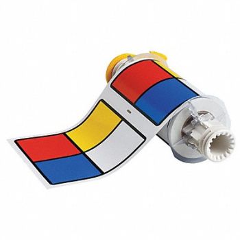 BRADY Label Red/Yellow/Blue/White 6x6In Vinyl, 23MG28