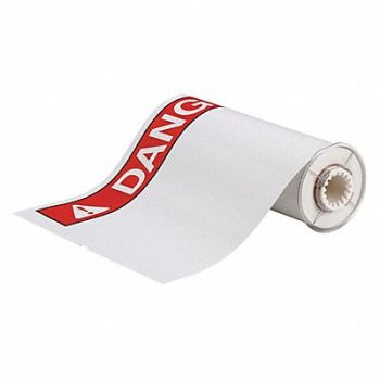 BRADY Label Red on White 10x14In Vinyl, 23MG36