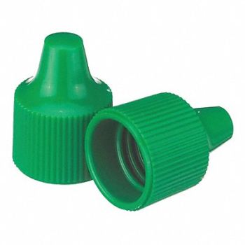 WHEATON Dropper Tip Cap 15-415mm PP Green PK100, 23MV09