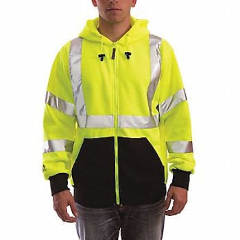 TINGLEY Hi-Vis Hooded Sweatshirt Cl. 3 Lime XL, 23N436