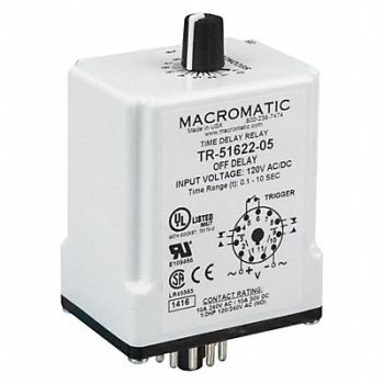 MACROMATIC H7804 Time Delay Rlay 24VAC/DC 10A DPDT 9 sec., 23NV12