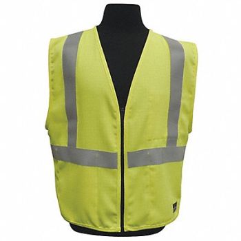 KISHIGO Flame Rsist Hi Vis Vest Class 2 L Lime, 23NZ85