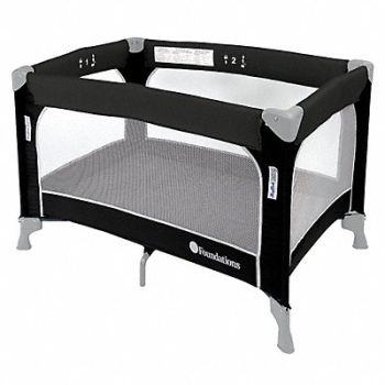 FOUNDATIONS Play Yard Crib Gray 3/4 in Mattress, 23TL94