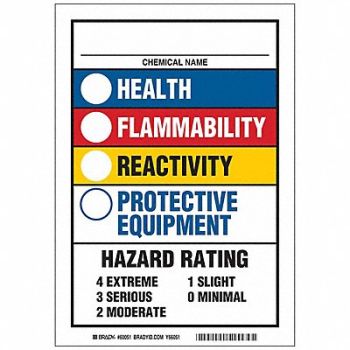 BRADY Chemical Label Hazard Materail ID Guide, 23V898