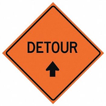 EASTERN METAL SIGNS AND SAFETY G7233 Detour Traffic Sign 48 x 48, 23Y781