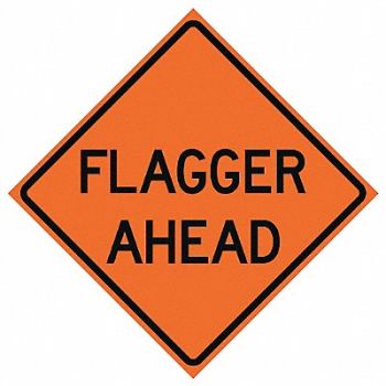 EASTERN METAL SIGNS AND SAFETY Flagger Ahead Traffic Sign 48 x 48, 23Y802