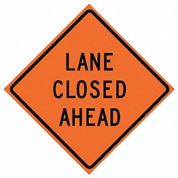 EASTERN METAL SIGNS AND SAFETY Lane Closed Traffic Sign 36 x 36, 23Y816