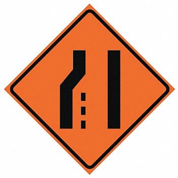 EASTERN METAL SIGNS AND SAFETY G7239 Lane Ends Traffic Sign 48 x 48, 23Y846